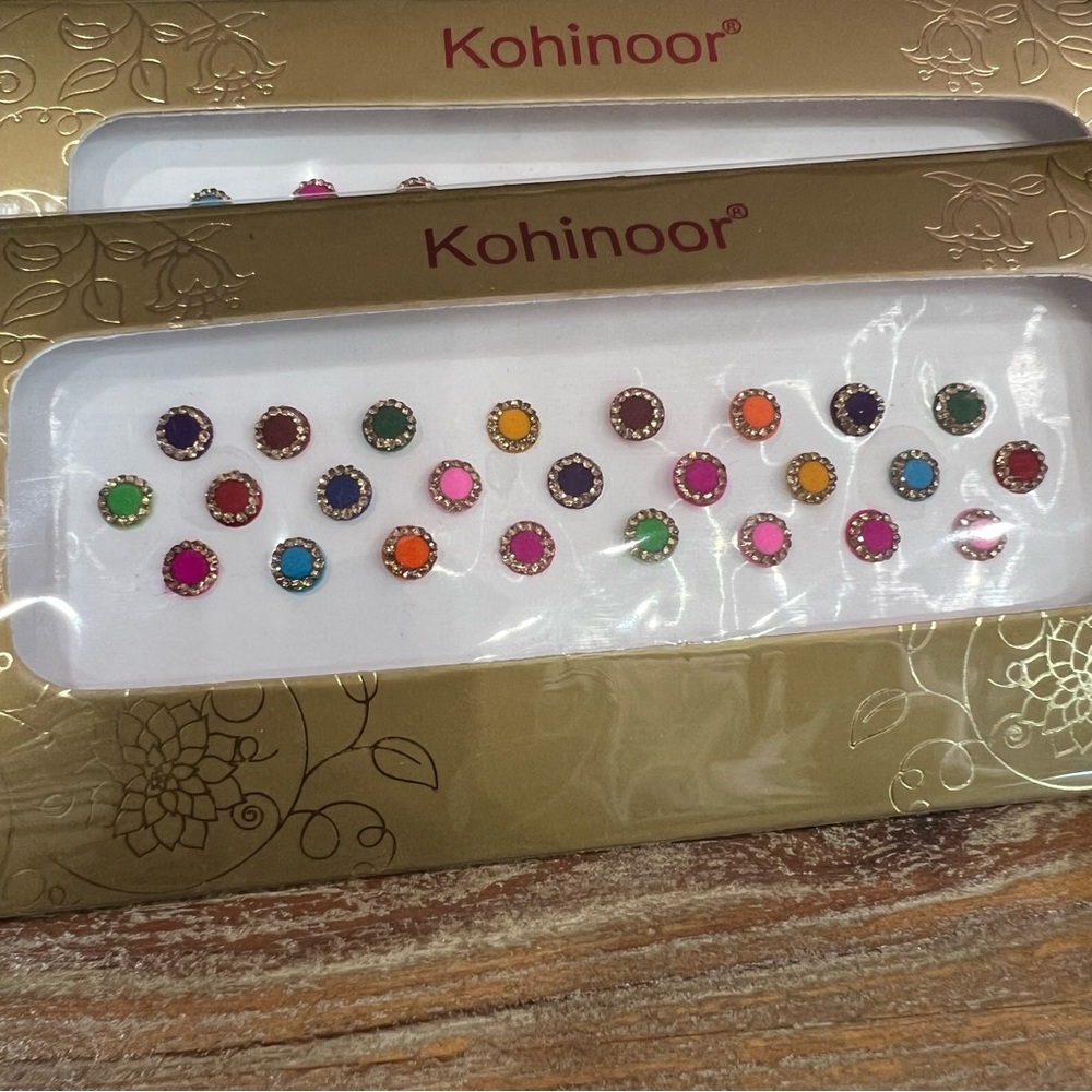 Mini Gold Rhinestone and Velvet Bindis - Picture 2 of 2